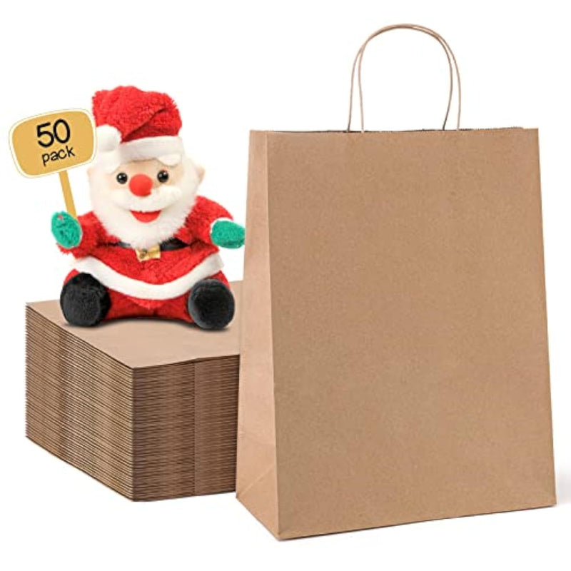Paper Gift Bags 10X5X13, 50Pcs Brown Kraft Bags With Handles, Heavy Duty, Eco-Friendly, Perfect For Gift Giving, Christmas, Diy, Retail, Merchandise