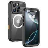 Magnetic For Iphone 16 Pro Max Case, Ip68 Waterproof Dustproof Case, [Compatible With Magsafe] [Built-In Screen Protector] Full Body Heavy Duty Rugged Phone Cover 6.9 Inch, Black/Clear
