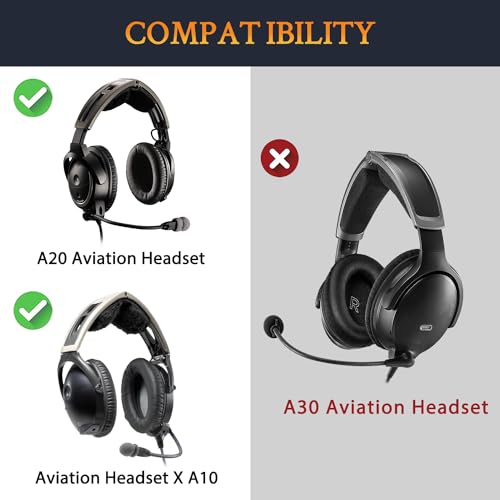 Replacement Ear Pads for Bose A20/Aviation Headset X (A10) Headset, EarPads Cushions with Soft Protein Leather, High-Density Noise Isolation Foam -