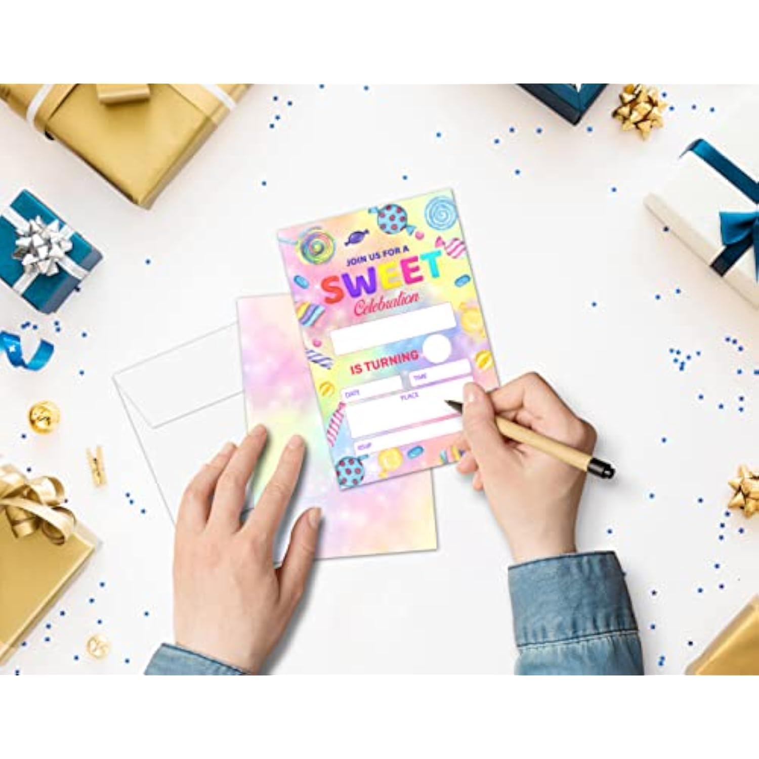 Candy Birthday Invitations For Boys Girls Kids, Fill In Party Invites, Decorations, Favors, 20 Invitations With Envelopes (Ha07)