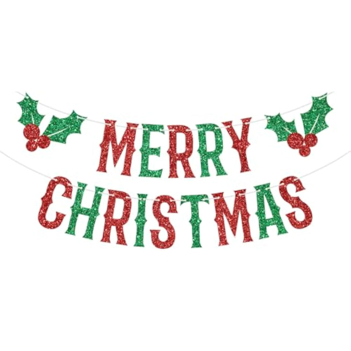 Merry Christmas Red Green Banner Happy Holidays New Year Party Decor