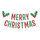 Merry Christmas Red Green Banner Happy Holidays New Year Party Decor