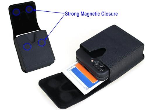 Flip Phone Holster for Samsung Galaxy Z Flip 7/6/5/4/3, Nylon Belt Clip Pouch for Motorola Razr 2025/2024/2023 Moto Razr+ Plus Ultra Case Card Holder