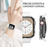 4 Pack Bling Case For Apple Watch Series 9/8/7 41Mm, Glitter Rhinestone Diamonds Protective Case With Tempered Glass Screen Protector Cover For Iwatch 41Mm Women