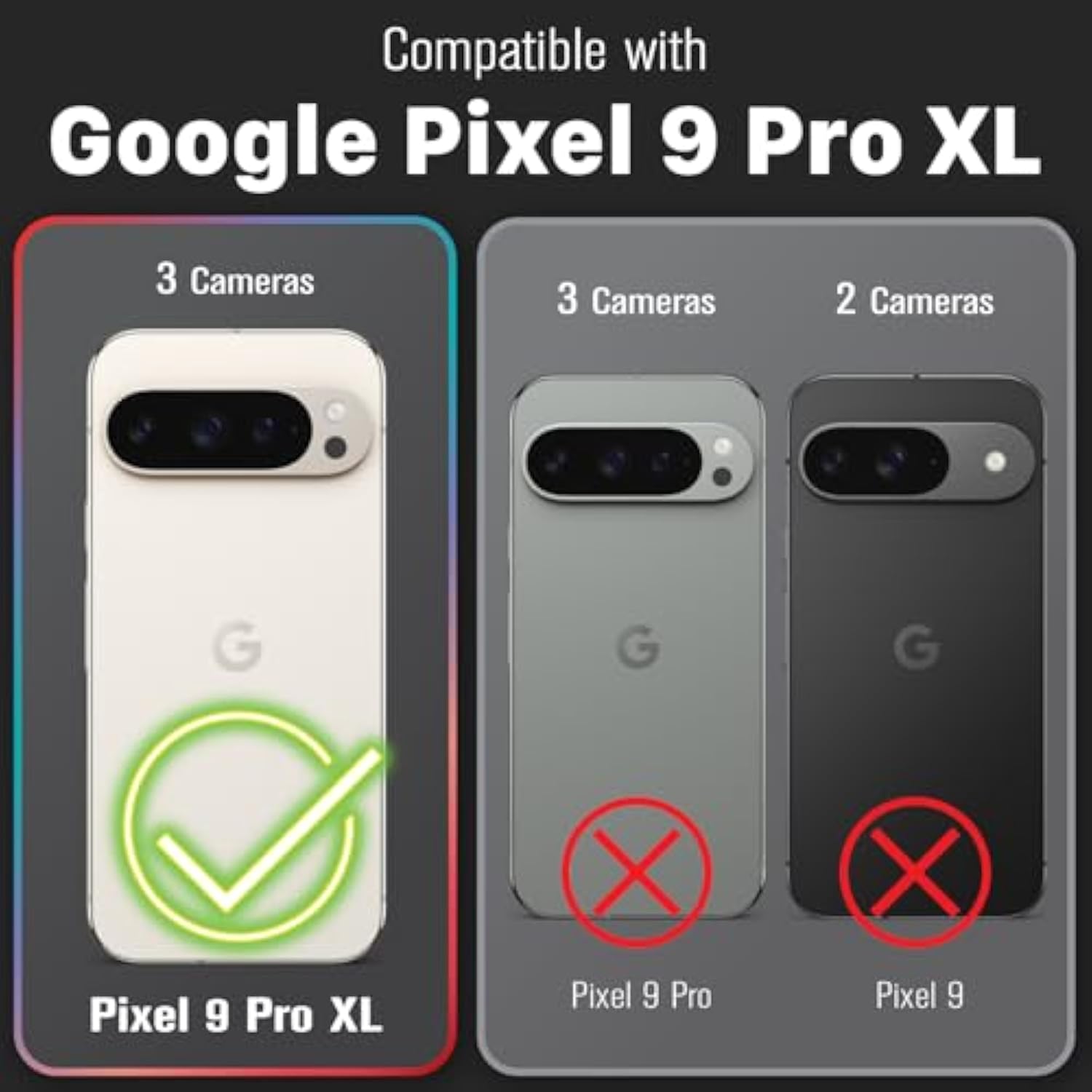 Google Pixel 9 Pro XL (2024) Wallet Case, Military-Grade Protection, Kickstand - Black