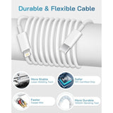 I Phone Charger Fast Charging-20W Usb-C Block With 6 Ft Cord [Mfi Certified] Compatible With I Phone 14/13/12/11/X Series, I Pad & More [3 Pack]