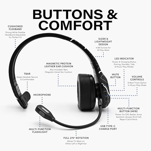 Storm Plus Road Edition-Premium Trucker Bluetooth 5.2 Headset-Wireless Noise Canceling Mono Headset with Mic-High-Fidelity Sound,45-Hour Talk Time,