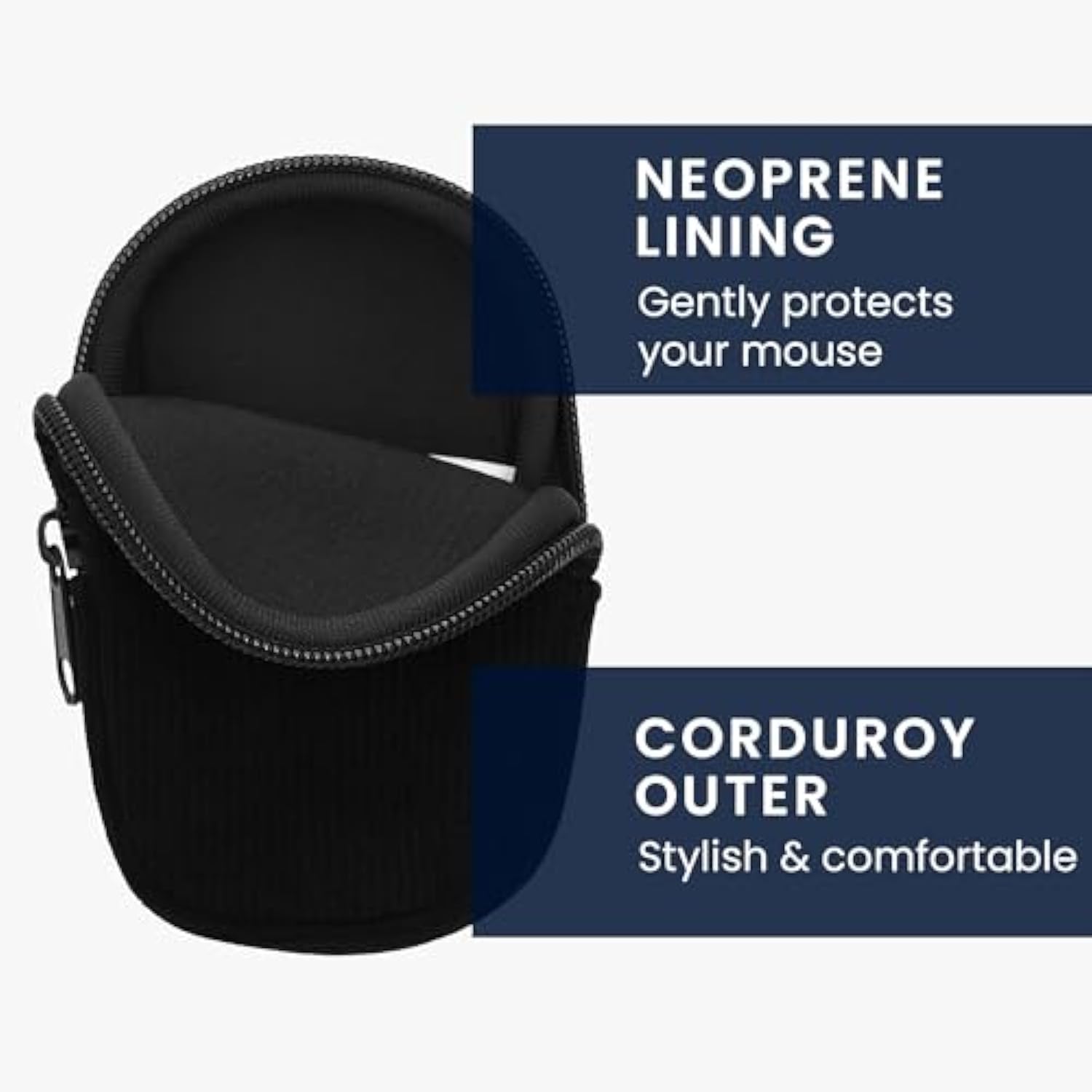 kwmobile Mouse Case for Logitech Pebble Mouse 2 M350s / M350 Carry Case - Protective Carry Pouch for Bluetooth Mouse - Soft Neoprene Protection - Black