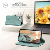 Premium PU Leather Wallet Case for iPhone 14, 3 Card Holder Stand with Credit Card Slot, RFID Blocking, Magnetic Protective Flip Cover