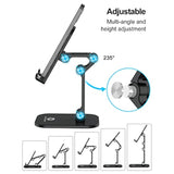 Phone Stand, Adjustable Height And Angle Foldable Cell Phone Stand Holder For Desk, Taller Iphone Stand Compatible With 4.7"-13" Smartphones Ipad Tablet, Black
