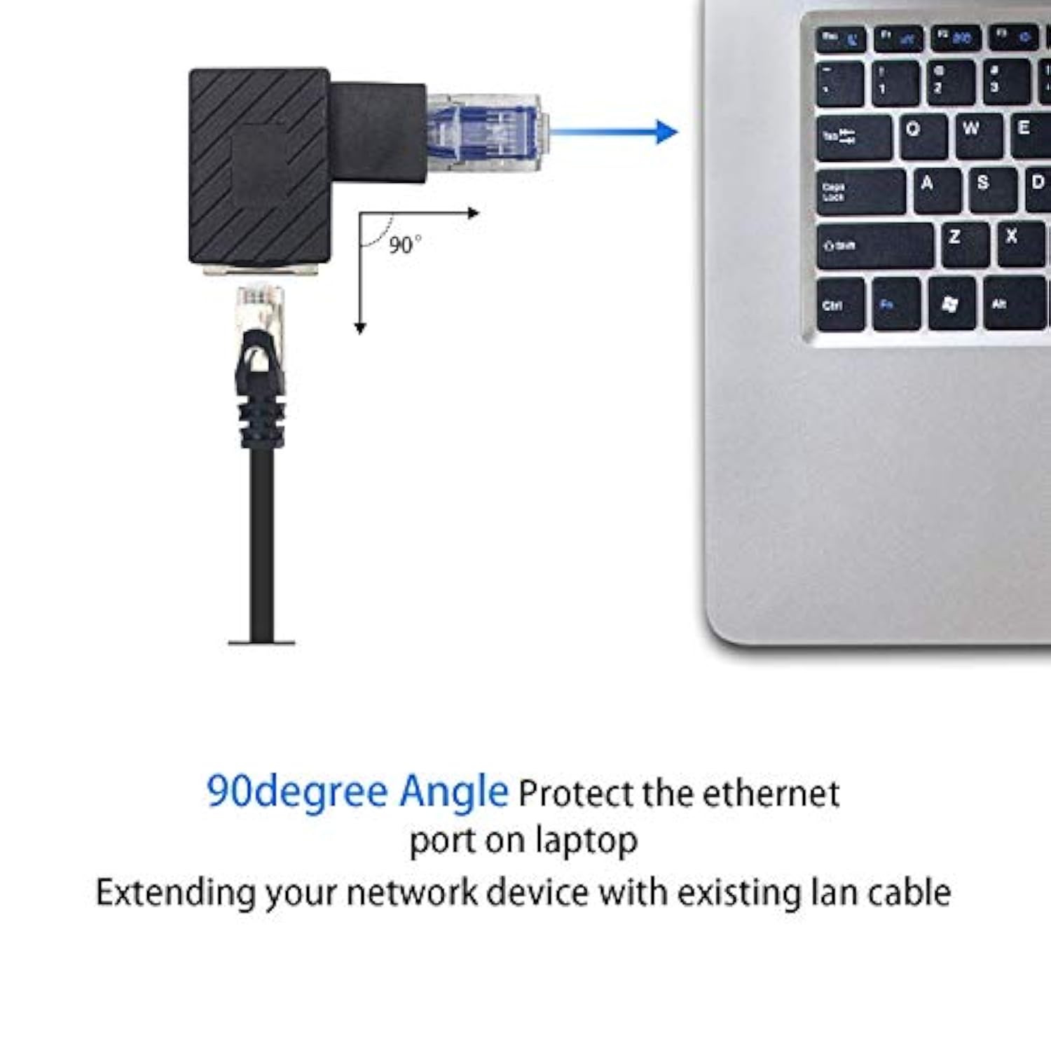 Ethernet Adapter 90 Degree, Right Angled Rj45 Male To Female Ethernet Extender