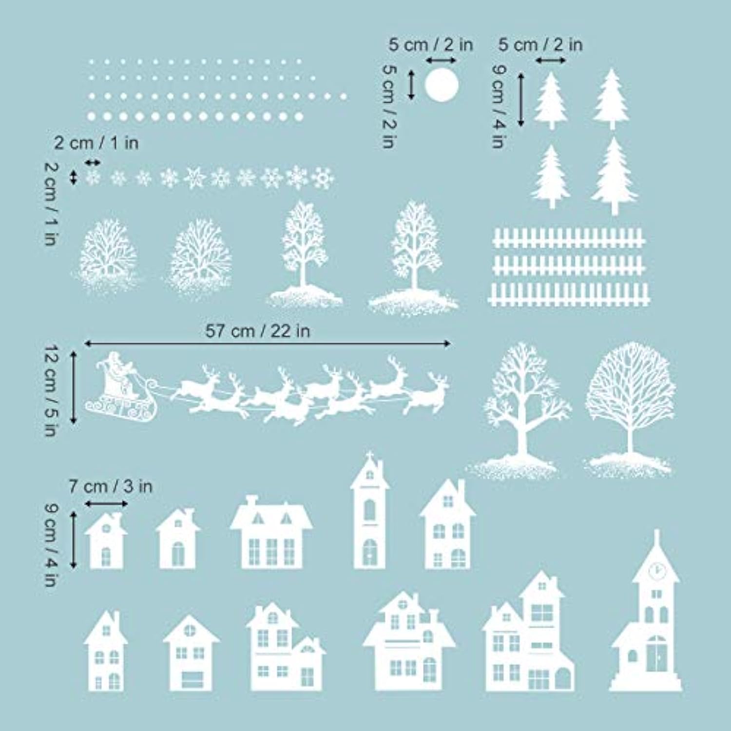 Christmas Night White Silhouette Wall Stickers Santa Claus Snowflakes Window Wall Decals For Shop Home Decor Merry Christmas Decorations