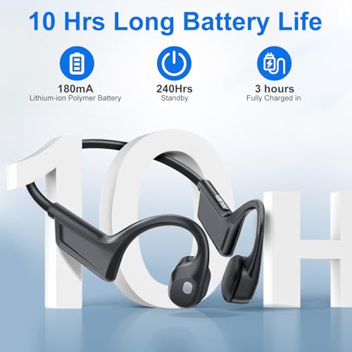 Bone Conduction Headphones, Bluetooth 6.0 Open Ear Headphones with HD Mic, 10Hrs Playtime Wireless Sports Earphones, IP67 Waterproof Headset for