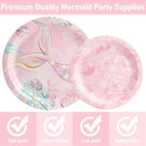 96 Pcs Party Plates, Pink Mermaid Paper Plates And Napkins Party Supplies For Birthday Baby Shower Picnic, Dessert Plates, Disposable Tableware Sets Serve For 24 Guests
