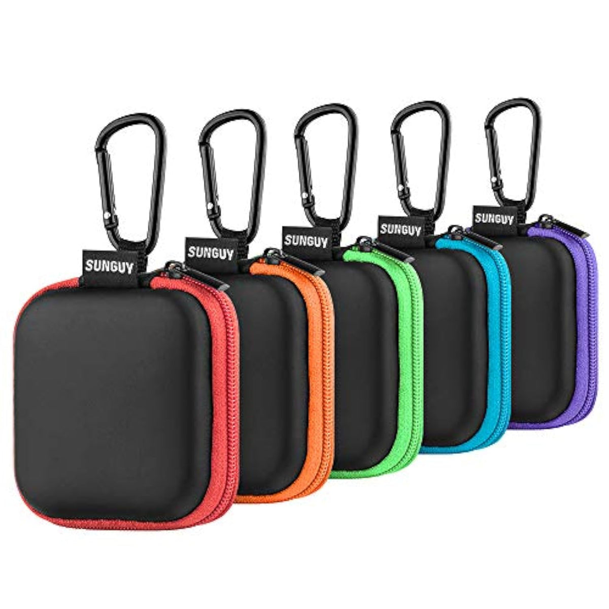 [5-Pack Earbud Case, Portable Eva Small Earbuds Carrying Case Storage Bag Organizer With Carabiners For Earphones, Earbuds, Earpieces, Sd Memory Card, Camera Chips