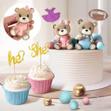 34 Pcs Gender Reveal Cake Topper - Bear Balls Cake Decorations With He Or She Cake Topper For Boys And Girls Gender Reveal Baby Shower Birthday Party Supplies