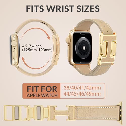 Leather Magnetic Band Compatible with  Watch Bands 38mm 40mm 41mm 42mm 44mm 45mm 46mm 49mm for Women Men?Top Grain Leather Designer Replacement