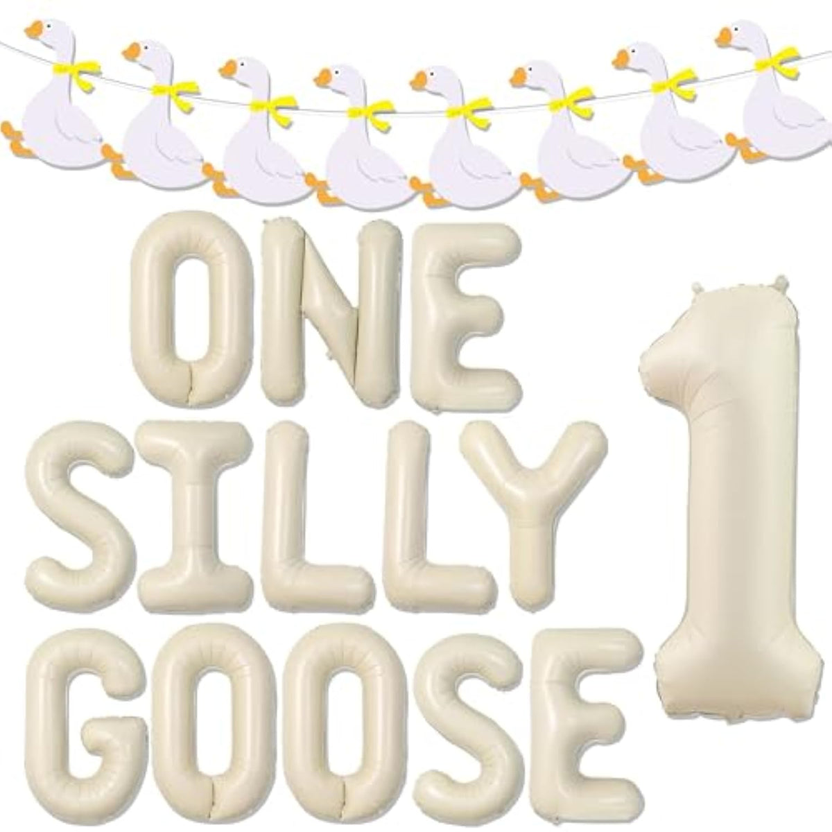 One Silly Goose 1St Birthday Balloons Banner Party Decorations Silly Goose Banner Balloons For Girls Boys Baby Shower Goose Theme Garland First Birthday Decor Party Supplies