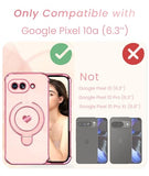 for Google Pixel 10a Cute Love Heart Kickstand Woman Girls Phone Case with Screen Protector: Luxury Plated Gold Edge Slim Soft TPU Full Camera