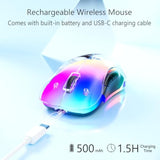 2.4G Wireless Mouse With Customizable Cover & 9-Color Led - Rechargeable Ergonomic, 1200 Dpi, 5 Buttons, Usb Receiver For Pc/Mac - White