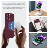 Magnetic Case For Iphone 14 Pro Max Phone Case For Women, Matte Luxury Soft Metallic Luster Design With Camera Lens Protector, Compatible With Magsafe Case For Iphone 14 Pro Max 6.7"-Red Wine