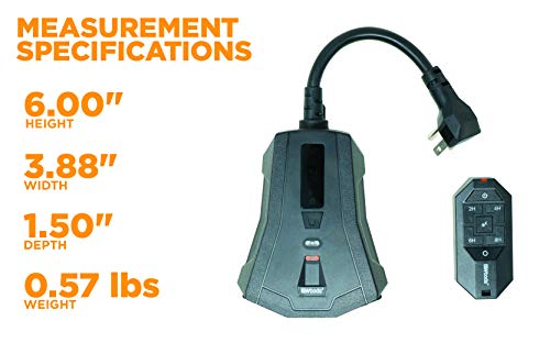 Southwire Outdoor Lighting Timer With Remote Control Countdown - 3 Grounded Outlets - Convenient Lighting Controller - Weatherproof Remote Outlet - Black