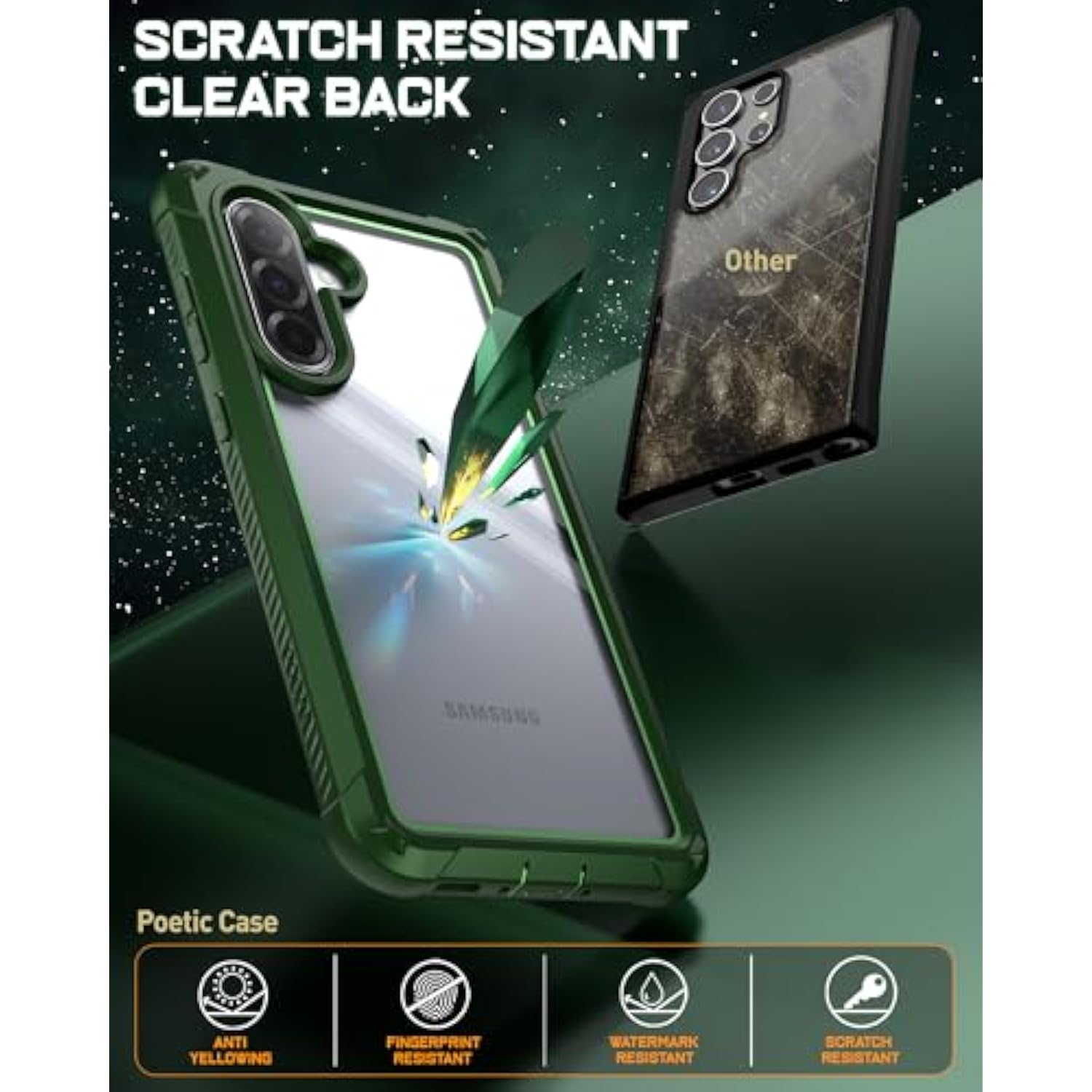 Guardian Case For Samsung Galaxy A36 5G, [2 Front Frame] [20 Ft Mil-Grade Drop Tested] [Screen Protector Work With Fingerprint Id] Full Body Shockproof Rugged Clear Cover, Green/Clear