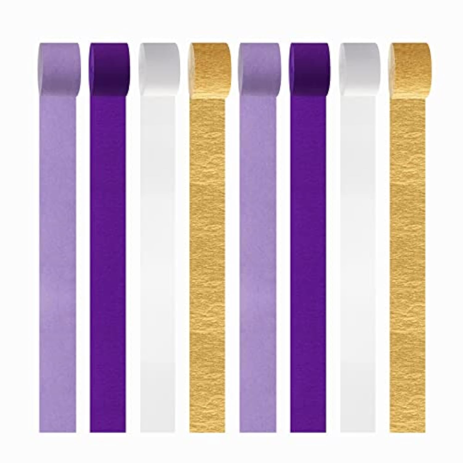 Purple-Gold Party Decorations Crepe-Paper Streamers - 8 Rolls White Purple Lavender Graduation Steamer Woman Birthday Wedding Bridal Shower Paper Garland Mothers Decor