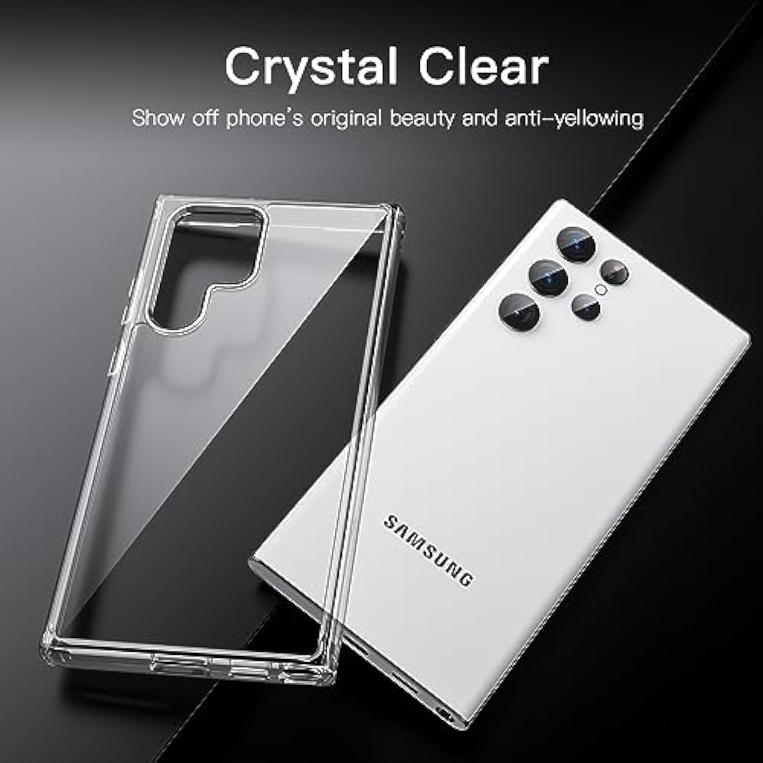 JETech Case for Samsung Galaxy S22 Ultra 5G 6.8-Inch, Non-Yellowing Shockproof Bumper Protective Phone Cover, Anti-Scratch Hard PC Back (Clear)
