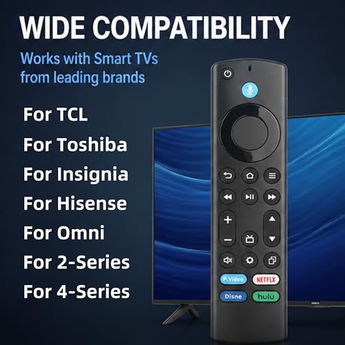 Voice Replacement Remote for Insignia Toshiba Fire Smart TVs, Compatible with TV-Stick Controller