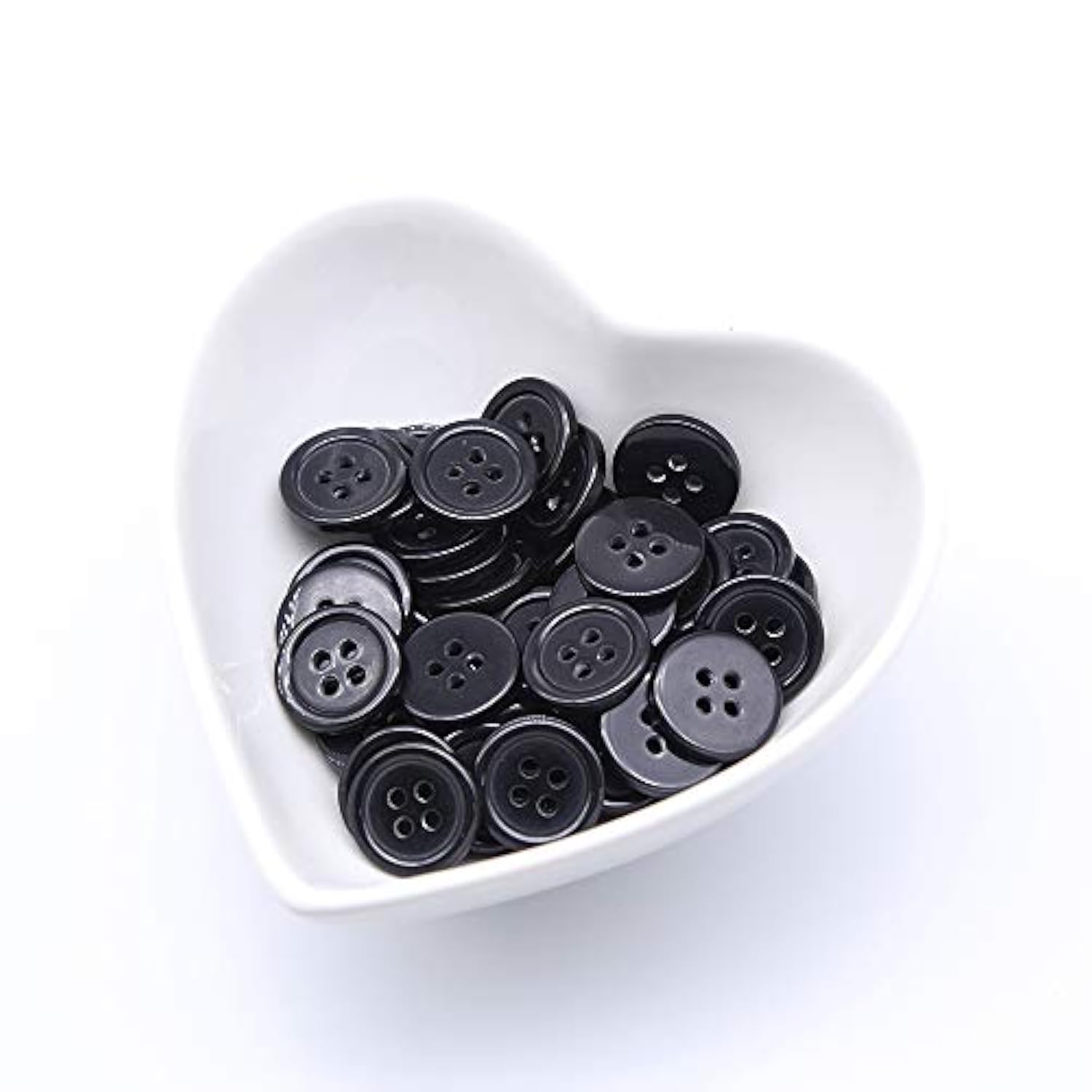 5/8 Inch 4 Holes Black Buttons 15Mm Sewing Round Button For Craft Pack