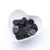 5/8 Inch 4 Holes Black Buttons 15Mm Sewing Round Button For Craft Pack