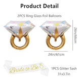 Bride To Be Sash & 2Pc 26" Diamond Ring Foil Balloons for Bachelorette Party
