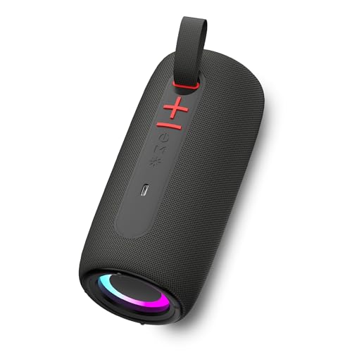 Bluetooth Speaker 25W Portable Wireless, Super Bass Stereo Sound, Splash-Resistant Outdoor Speaker with 24H Playtime, Colorful LED Lights, TWS