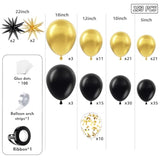 Black And Gold Balloon Arch Garland Kit 153Pcs With Star, 22 18 12 10 5In Different Size Black And Gold Confetti Latex Balloons For Birthday Anniversary Graduation New Year Party Decoration