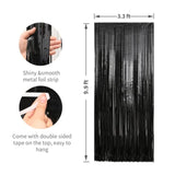 3 Pack 3.3 X 9.9 Ft Black Foil Fringe Backdrop Streamer Curtains, Birthday Party Decorations, Tinsel Curtain For Parties, Photo Booth Backdrops, Party Decor
