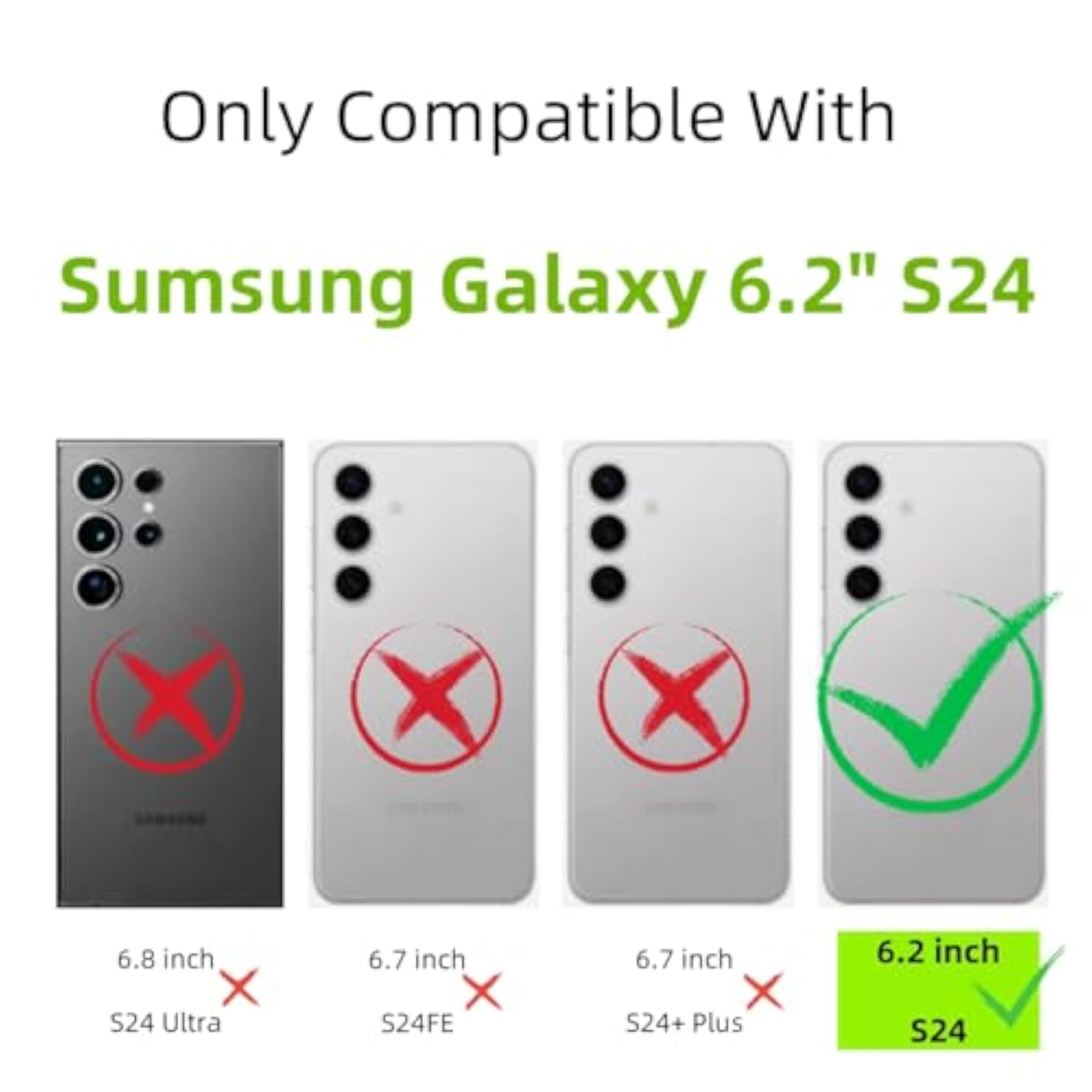 Cute Cartoon Glitter Case for Samsung Galaxy S24 with Wrist Strap Kickstand and Camera Lens Protector