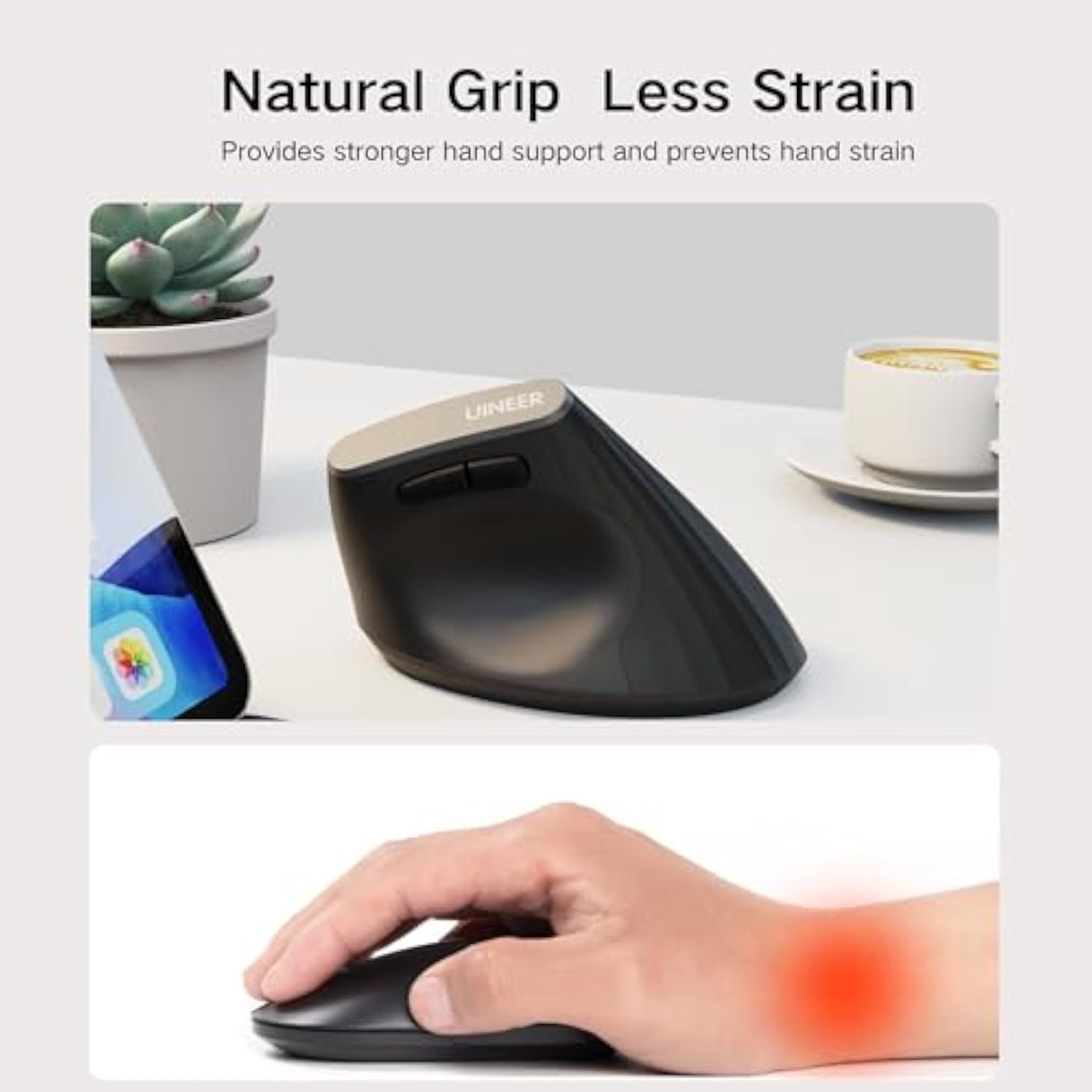 Ergonomic Wireless Mouse,Bluetooth Vertical Mouse With Bt5.0/4.0/2.4G, Rechargeable With Battery Indicator,Ergonomic Design For Comfort And Reduced Wrist Strain For Home,Office Use,Black