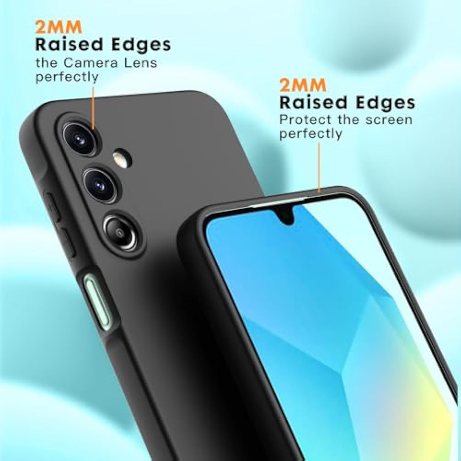Samsung Galaxy A16 4G/5G Case 2 Pack Screen Protector TPU Silicone Black