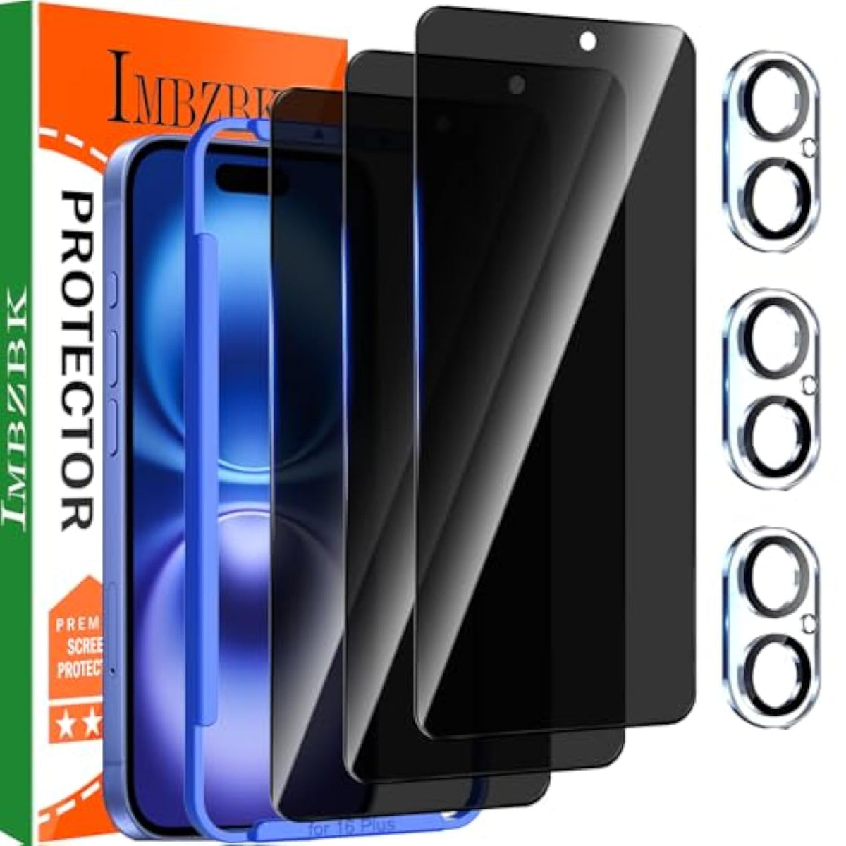 Privacy Screen Protector For Iphone 16 Plus Tempered Glass Accessories With Camera Lens Protector, Anti Spy Case Friendly [3+3 Pack]