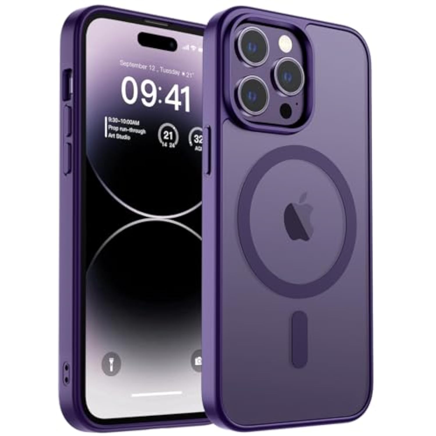 Magnetic Dark Purple Case for iPhone 14 Pro, Compatible with Magsafe Accessories and Wireless Charging