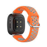 Band Compatible with Fitbit Versa 4/Versa 3/Sense Silicone Band+Metal Connector Breathable Bracelet Strap Smartwatch Accessories Band for Versa