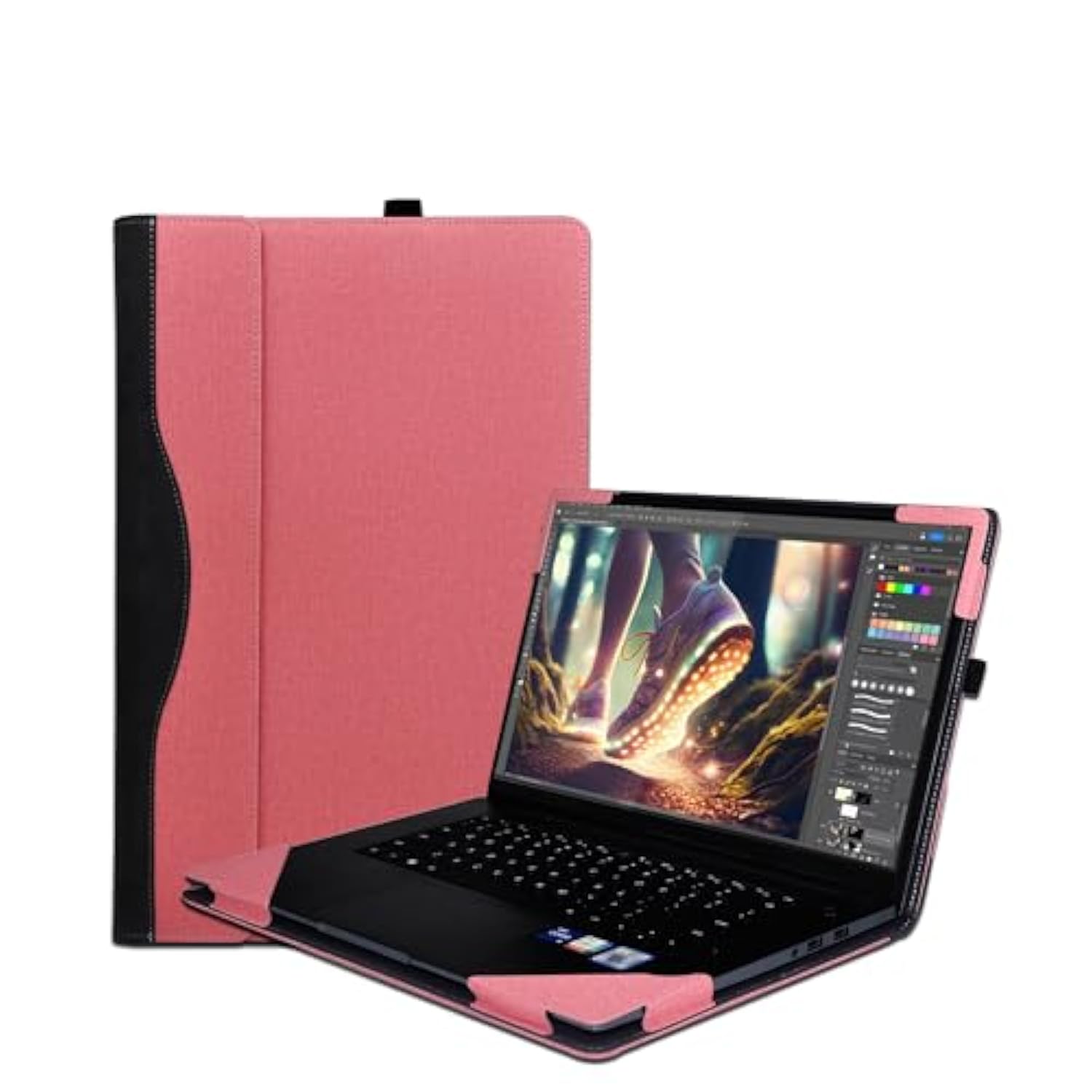 Laptop Cover Case For 16 Inch Lenovo Yoga 7 2-In-1 16Ahp9 /16Iml9 & Yoga 7 16'' Series & Yoga Slim 7 Pro 16Ach6 16Arh7 16Iah7,Pu Leather Protective Shell Detachable Laptop Bag Accessory (Pink)