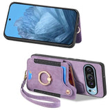 Pixel 9/9 Pro Wallet Case, PU Leather Flip, RFID Blocking, Kickstand - Purple