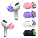 (4-Pairs) Eartips For Airpods Pro & Pro 2Nd Gen Ear Tips (4-Pairs) - Silicone, Anti-Slip - Fit In Charging Case (Black/White/Pink/Purple)