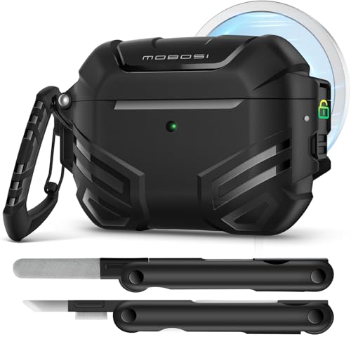 for AirPods Pro 3 Case with Lock, Compatible with AirPod 3rd Gen Cover [Fit for MagSafe], Military Grade Hard Shell for iPods Pro3 with Cleaner Kit &