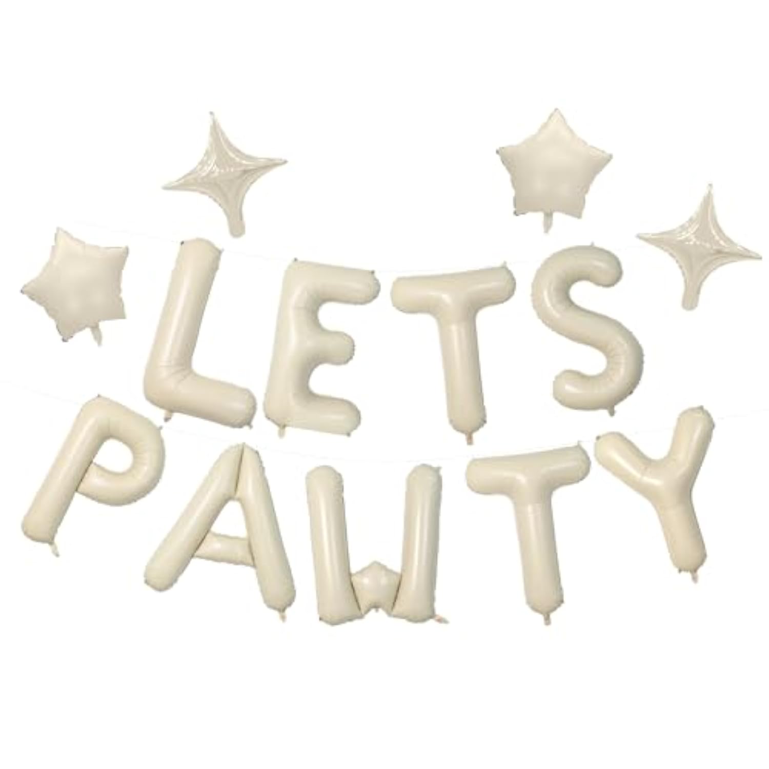 Lets Pa Balloons Banner 16 Inch,Beige Dog Birthday Decorations With 4Pcs 10 Inch Star Balloons,Paw Foil Letter Balloon For Dogs Paw Pet Puppy Theme Party Supplies