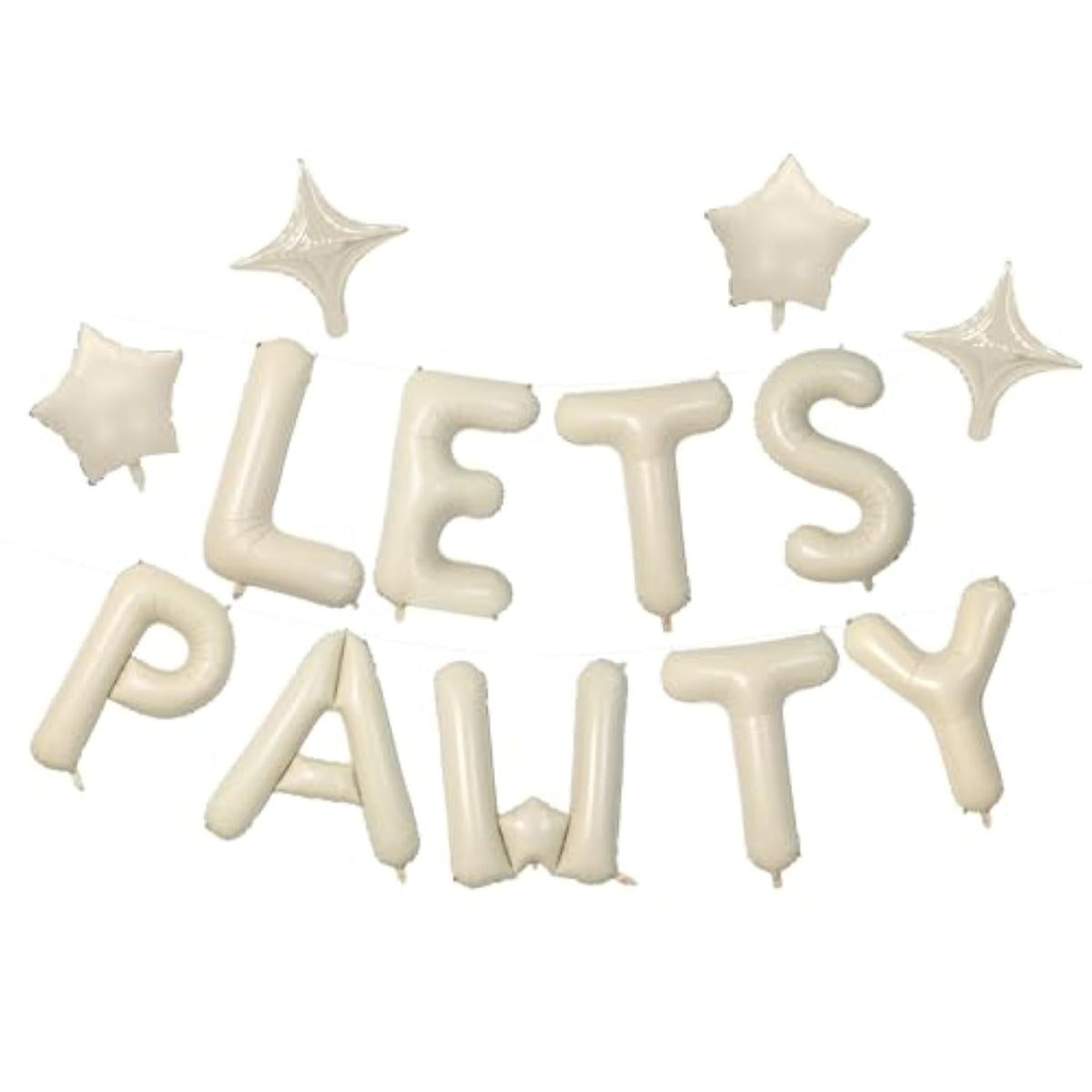 Lets Pa Balloons Banner 16 Inch,Beige Dog Birthday Decorations With 4Pcs 10 Inch Star Balloons,Paw Foil Letter Balloon For Dogs Paw Pet Puppy Theme Party Supplies