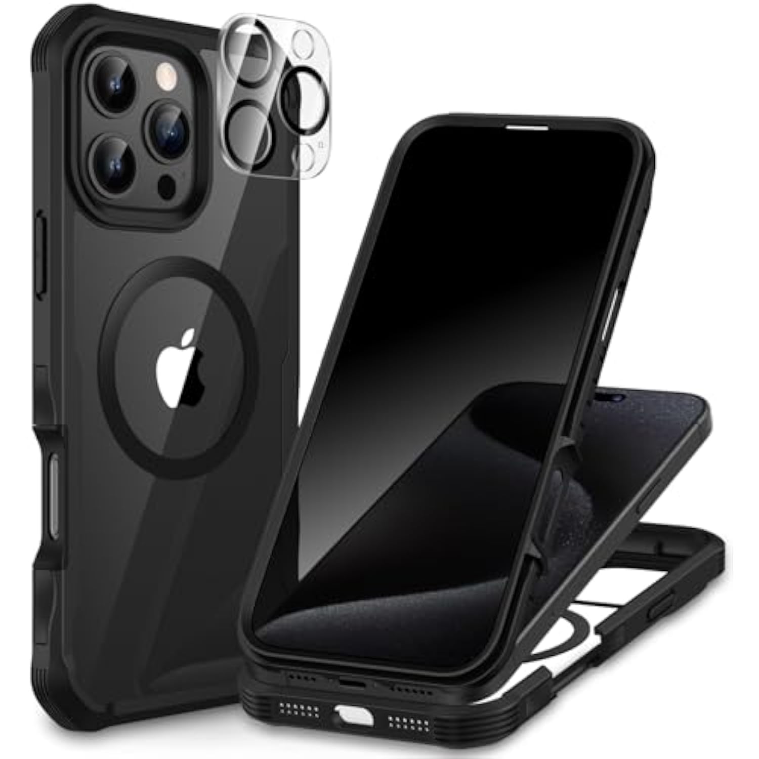 Magnetic iPhone 16 Pro Max Case with Privacy Screen, Camera Protection Black