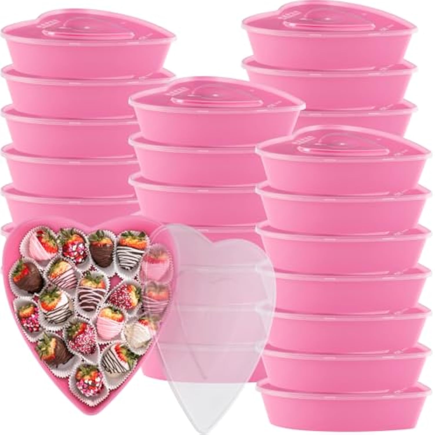 12 Pcs Plastic Food Storage With Lids 16.9 Oz Heart Shaped Containers Heart Shaped Seasoning Containers Reusable Dessert Box For Mother Valentine Wedding Birthday Fruit